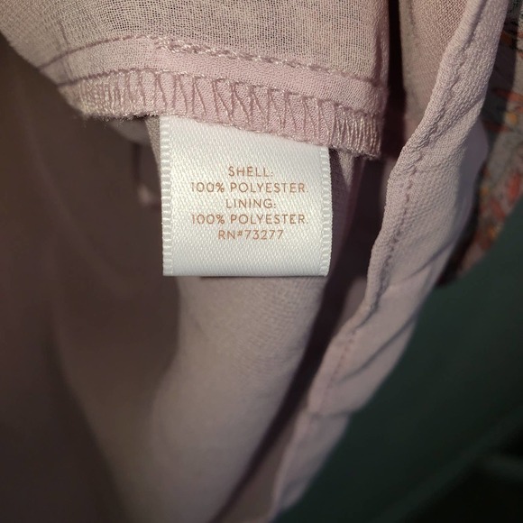 Lauren Conrad Pink Floral Cold Shoulder Ruffle Sleeve Tie Neck Blouse Top S - Picture 9 of 9